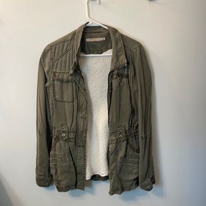 Max Studio Army Green Utility Jacket with removable fleece liner - Size S